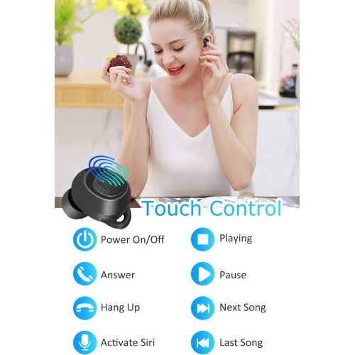  [아마존 핫딜] Wireless Earbuds, BassPal IPX7 Waterproof Bluetooth 5.0 Headphones, 60H Playtime, Deep Bass Stereo Sound Sports in-Ear Earphones Headset w/Mic, TouchControl, AAC CVC 8.0, 2200mAh