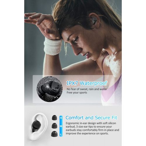  [아마존 핫딜] Wireless Earbuds, BassPal IPX7 Waterproof Bluetooth 5.0 Headphones, 60H Playtime, Deep Bass Stereo Sound Sports in-Ear Earphones Headset w/Mic, TouchControl, AAC CVC 8.0, 2200mAh