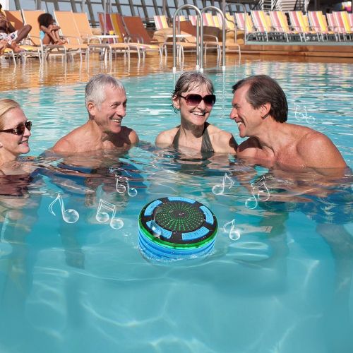  [아마존베스트]BassPal Shower Radios, IPX7 Waterproof Portable Wireless Bluetooth Speaker with LED Mood Lights, Super Bass HD Sound Shower, Pool, Beach, Kitchen&Outdoor