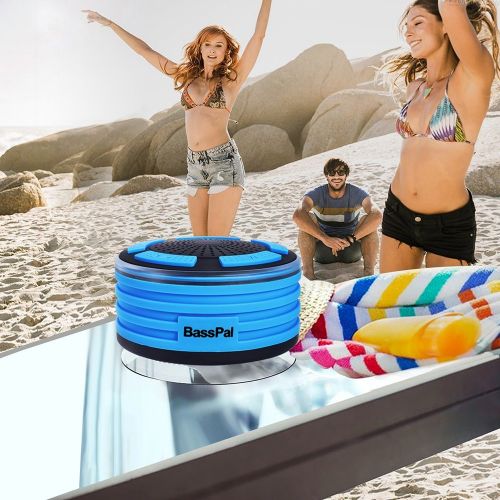 [아마존베스트]BassPal Shower Radios, IPX7 Waterproof Portable Wireless Bluetooth Speaker with LED Mood Lights, Super Bass HD Sound Shower, Pool, Beach, Kitchen&Outdoor