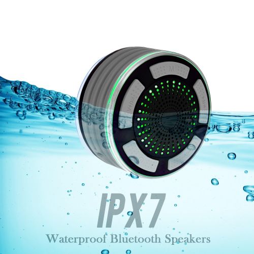  BassPal Shower Radios, IPX7 Waterproof Portable Wireless Bluetooth Speaker with LED Mood Lights, Super Bass HD Sound Shower, Pool, Beach, Kitchen&Outdoor