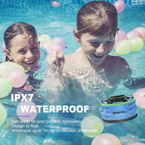  [아마존베스트]Bluetooth Speakers, BassPal IPX7 Waterproof Portable Wireless Shower Speaker with LED Display, FM Radio, Suction Cup, Light Show, TWS, Loud Stereo Sound for Pool Beach Home Party T