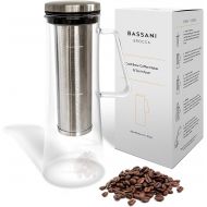 Bassani Home Airtight Cold Brew Iced Coffee Maker and Tea Infuser with Spout Brocca by Bassani 1.0L / 32oz Glass Carafe with Stainless Steel Removable and Reusable Filter