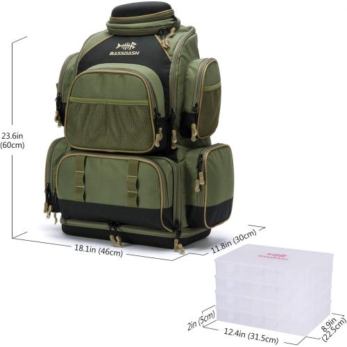  [아마존 핫딜]  [아마존핫딜]Bassdash Fishing Tackle Backpack Lightweight Tactical Shoulder Bag Soft Tackle Box with Protective Rain Cover