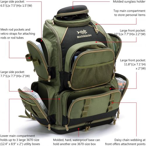  [아마존 핫딜]  [아마존핫딜]Bassdash Fishing Tackle Backpack Lightweight Tactical Shoulder Bag Soft Tackle Box with Protective Rain Cover