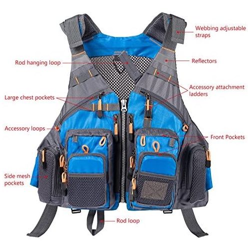  [아마존베스트]Bassdash Mens Fishing Vest, Multifunctional Vest, Fishing Vest with up to max. 20 Pockets for Fly Fishing and Outdoor Leisure