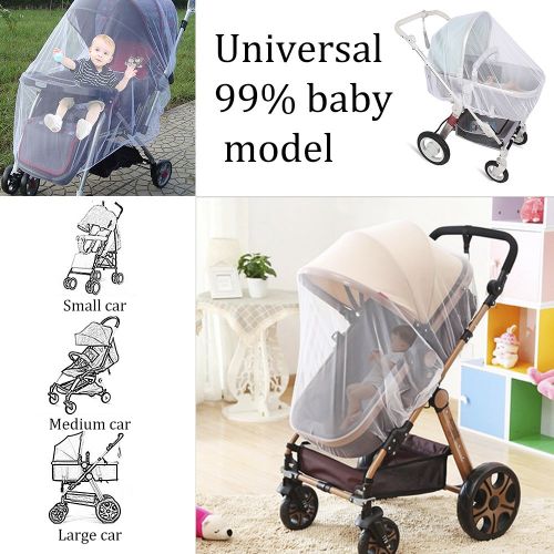  Bassion 4 Pack Baby Mosquito Net for Strollers Carriers Car Seats Cradles, Portable & Durable Infant Insect Shield Netting, Babies Fly Screen Protection, White