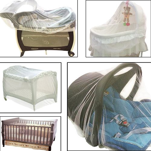  Bassion 4 Pack Baby Mosquito Net for Strollers Carriers Car Seats Cradles, Portable & Durable Infant Insect Shield Netting, Babies Fly Screen Protection, White