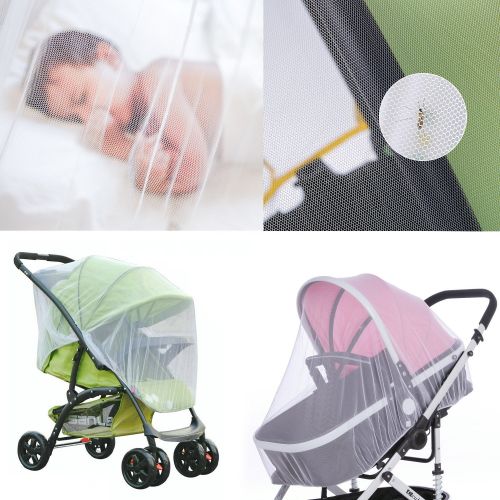  Bassion 4 Pack Baby Mosquito Net for Strollers Carriers Car Seats Cradles, Portable & Durable Infant Insect Shield Netting, Babies Fly Screen Protection, White