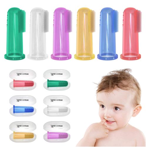  [아마존베스트]Bassion Baby Toothbrush with Case Set (6 PCS),Finger Toothbrush for Babies