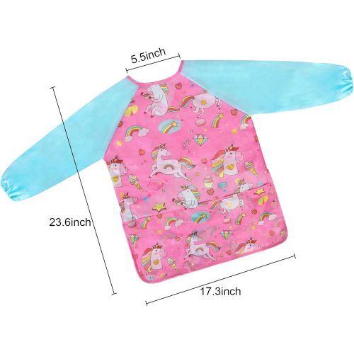  [아마존베스트]Bassion 23 X 17 Inches Smock for Kids, Waterproof Art Toddler Smocks, Round Neck for Children/Kid/Boys/Girls