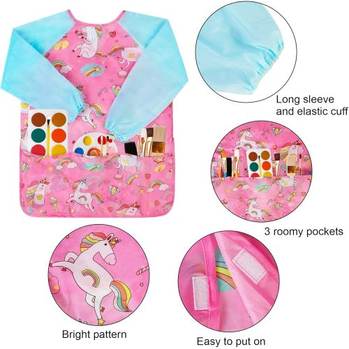  [아마존베스트]Bassion 23 X 17 Inches Smock for Kids, Waterproof Art Toddler Smocks, Round Neck for Children/Kid/Boys/Girls