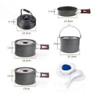 Bastzon Ultralight Camping Cookware Set Camping Stove Outdoor Cooking Mess Kit Pans Camp Kettle Portable Cook Set Or Camping Hiking BBQ Picnic (6-7People)