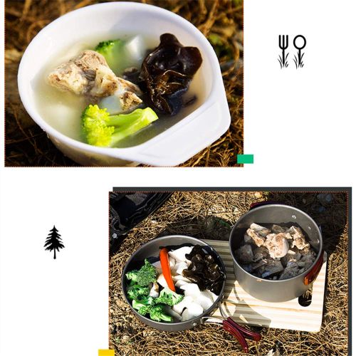 Bastzon Ultralight Camping Cookware Set Camping Stove Outdoor Cooking Mess Kit Pans Camp Kettle Portable Cook Set Or Camping Hiking BBQ Picnic (6-7People)