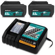 BatPower 2Pack 6.5Ah BL1860B 18V Lithium Battery with Charger Combo Replacement for Makita 18 Volts Battery and Charger Kit DC18RC 18V 6Ah 5Ah 4Ah 3Ah BL1850B BL1840B BL1830B Battery and Charger