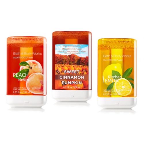  Bath and Body Works Smart Soap Refills - SmartSoap Trio ( Kitchen Lemon + Sweet Cinnamon Pumpkin + Peach Bellini ) THREE Foaming SmartSoaps