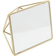 Bath Bliss Free Standing Geometric Vanity Mirror, Horizontal or Vertical, Make-up & Shaving Use, Tabletop, Satin Gold