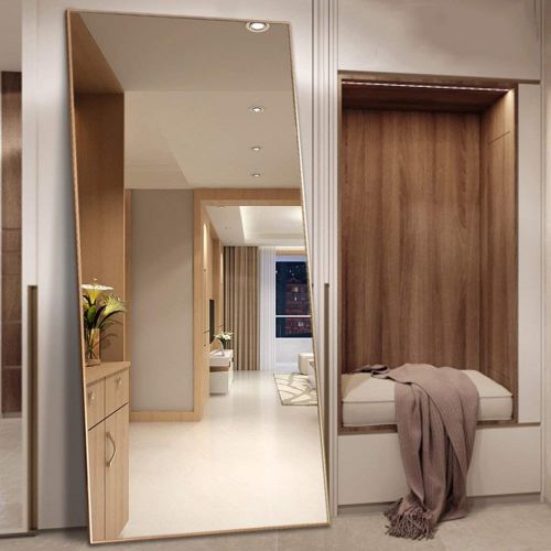  Bathroom Mirrors Full-Body Mirror Living Room Floor Mirror Wall-Mounted Mirror Valuable Bedroom Mirror Rectangular Can be Used in The Hallway Cloakroom (Color : Gold, Size : 15050c