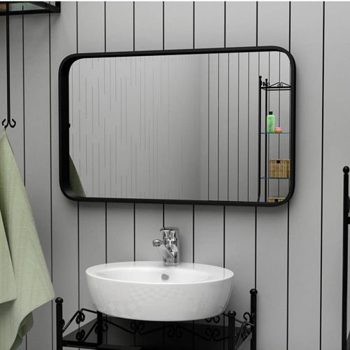  Bathroom Mirrors Vanity Mirror Rectangular Wall Mirror Fashion Dressing Mirror Living Room Porch Wall Makeup Mirror HD Mirrors (Color : Black, Size : 40X70CM)