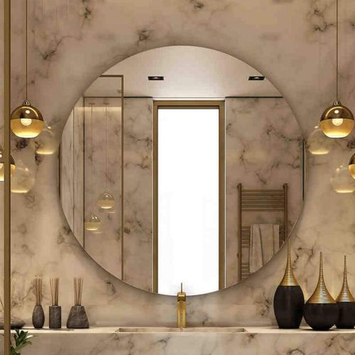  Bathroom Mirrors Makeup Mirror Round Mirror Simple Decorative Mirror Wall Hanging Explosion-Proof Mirror Vanity Mirrors (Color : Silver, Size : Diameter 55cm(22inches))