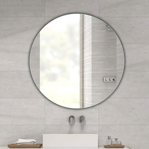  Bathroom Mirrors Makeup Mirror Round Mirror Simple Decorative Mirror Wall Hanging Explosion-Proof Mirror Vanity Mirrors (Color : Silver, Size : Diameter 55cm(22inches))