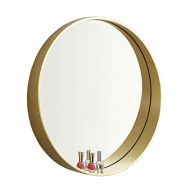 Bathroom mirror 60cm Gold, Solid Wood Circle Frame, Simple Round Bedroom Living Room Wall Mirror, deep Set Design, 23.6inch