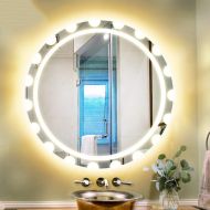 Bathroom mirror Frameless Round Smart Led Light Mirror Wall Hanging Mirror Clear