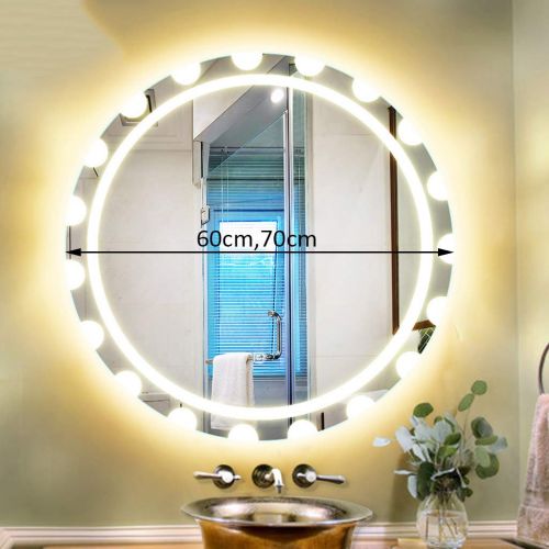  Bathroom mirror Frameless Round Smart Led Light Mirror Wall Hanging Mirror Clear