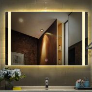 Bathroom mirror Mirror LED with Light Mirror Square HD Anti-Fog Touch Mirror (50x70cm)
