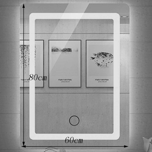  Bathroom mirror, Smart Anti-Fog LED Mirror, Touch Screen Switch + time Room Temperature Display (6080cm)