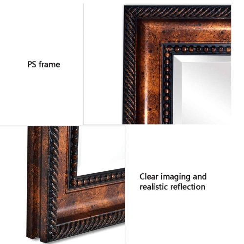  Bathroom mirror, European Wall-Mounted Porch Decorative Mirror, Brown