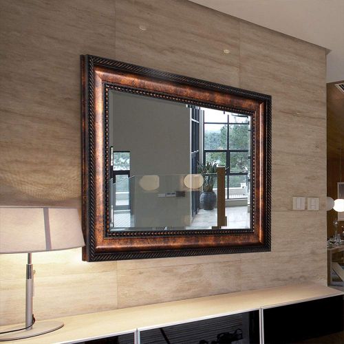  Bathroom mirror, European Wall-Mounted Porch Decorative Mirror, Brown