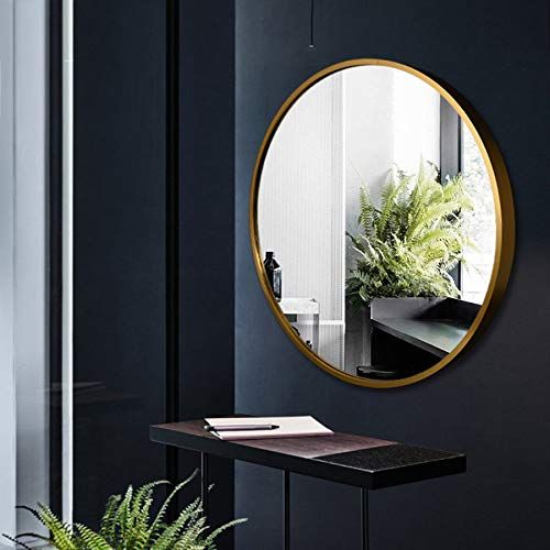  Bathroom mirror, Nordic Round Wall-Mounted Vanity Mirror, Aluminum Alloy Frame HD Explosion Proof Bedroom Makeup Mirror, Ø50/60/70 cm