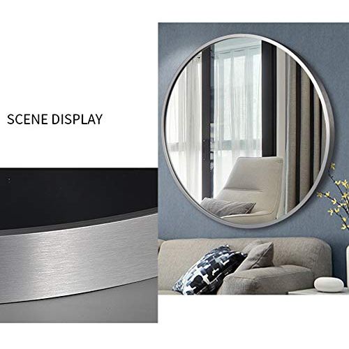  Bathroom mirror, Nordic Round Wall-Mounted Vanity Mirror, Aluminum Alloy Frame HD Explosion Proof Bedroom Makeup Mirror, Ø50/60/70 cm