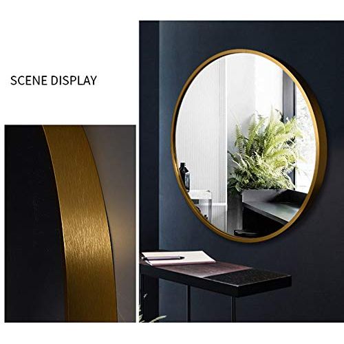  Bathroom mirror, Nordic Round Wall-Mounted Vanity Mirror, Aluminum Alloy Frame HD Explosion Proof Bedroom Makeup Mirror, Ø50/60/70 cm