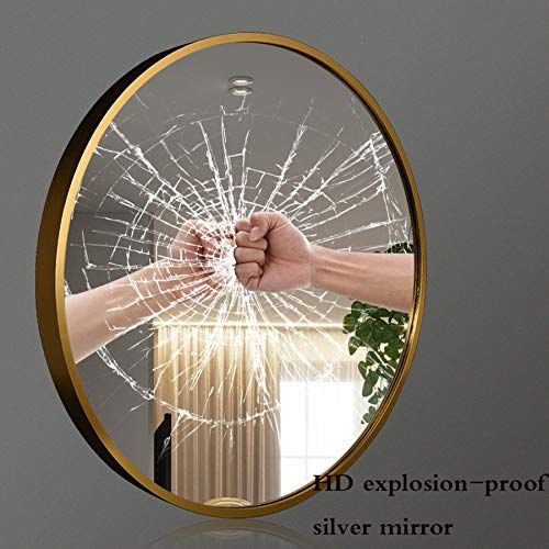  Bathroom mirror, Nordic Round Wall-Mounted Vanity Mirror, Aluminum Alloy Frame HD Explosion Proof Bedroom Makeup Mirror, Ø50/60/70 cm