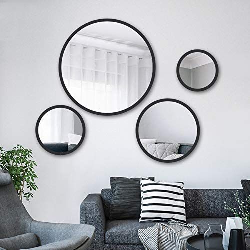  Bathroom mirror, Nordic Round Wall-Mounted Vanity Mirror, Aluminum Alloy Frame HD Explosion Proof Bedroom Makeup Mirror, Ø50/60/70 cm