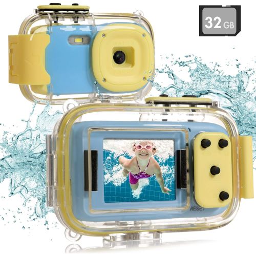 [아마존베스트]Batlofty Kids Underwater Camera, 8MP 1080P HD Waterproof Digital Camera with 2.0” IPS Screen, 32GB SD Card, Waterproof & Silicone Case, Lanyard, Camcorder for Kids Boys and Girls(B