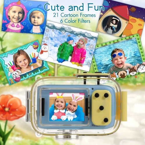  [아마존베스트]Batlofty Kids Underwater Camera, 8MP 1080P HD Waterproof Digital Camera with 2.0” IPS Screen, 32GB SD Card, Waterproof & Silicone Case, Lanyard, Camcorder for Kids Boys and Girls(B