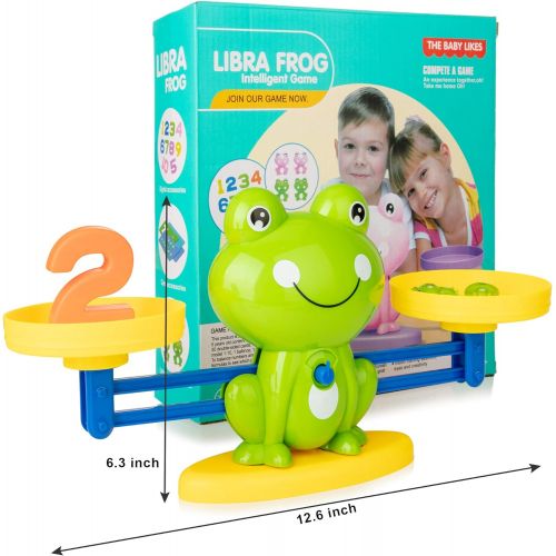  [아마존베스트]Batlofty Cool Math Counting Balance Toy, Frog Kindergarten Educational Number Counting Toy, Fun Preschool Todddlers STEM Learning Tool Game Toy for Boys Girls Gift Age 3+ (63 PCS Set), Gree