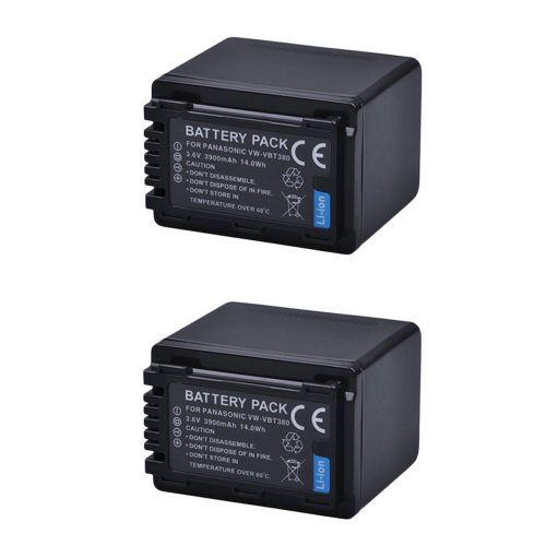  Batmax 2Packs VW-VBT380 VW-VBT190 Battery (3900mAh) + Dual USB Charger for Panasonic HC-V210, HC-V250, HC-V380, HC-V510, HC-V520, HC-V550, HC-V710, HC-V720, HC-V750, HC-V770, HC-VX