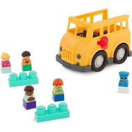 Battat - School Bus - 8Pc Construction Set - 5 Figures & 2 Blocks - Build-On Vehicle - 12 Months + - Locbloc® School Bus
