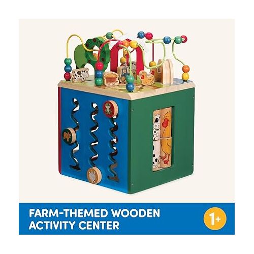  Battat - Activity Cube With Farm Theme - Educational Wooden Toys For Toddlers And Kids - 1 Year +