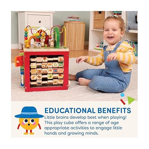  Battat - Activity Cube With Farm Theme - Educational Wooden Toys For Toddlers And Kids - 1 Year +