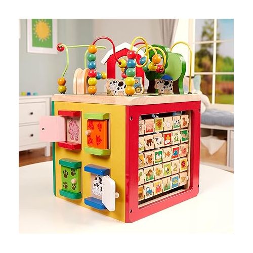  Battat - Activity Cube With Farm Theme - Educational Wooden Toys For Toddlers And Kids - 1 Year +