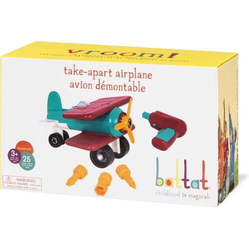  [아마존 핫딜]  [아마존핫딜]Battat  Take-Apart Airplane  Toy vehicle assembly playset with functional battery-powered drill - Early childhood developmental skills toy for kids aged 3 and up