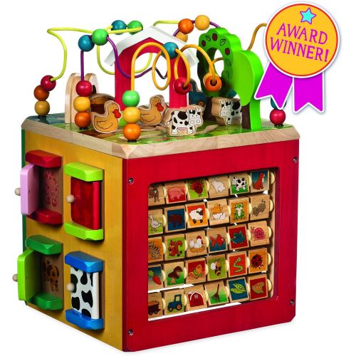  Battat ? Wooden Activity Cube ? Discover Farm Animals Activity Center for Kids 1 year +, Standard