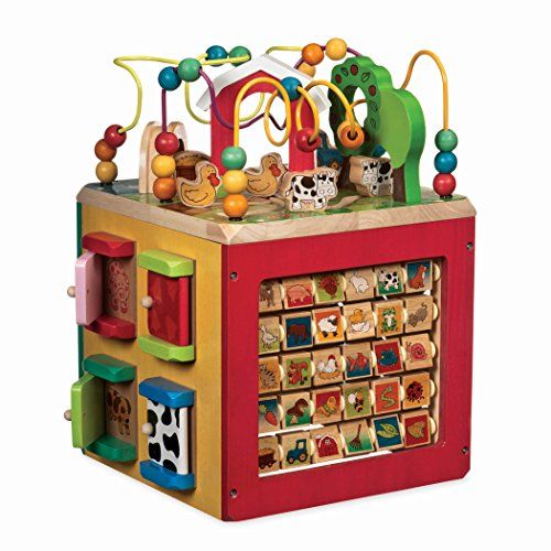  Battat  Wooden Activity Cube  Discover Farm Animals Activity Center for Kids 1 year +