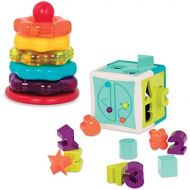 Battat  Stacking Rings + Shape Sorter Cube Bundle  Learning Toys for Kids Age 1 & Up (20 Pc)