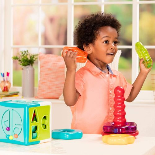 Battat  Stacking Rings + Shape Sorter Cube Bundle  Learning Toys for Kids Age 1 & Up (20 Pc)